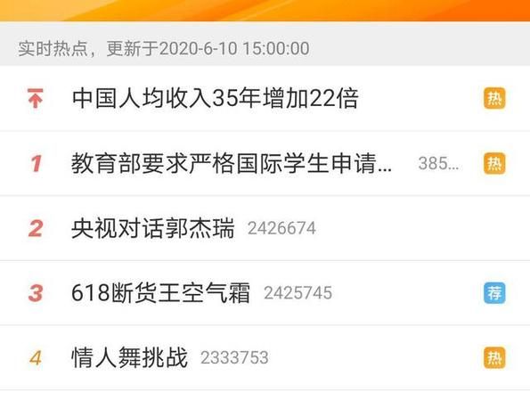 微博热搜多长时间更新一次