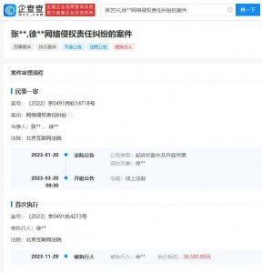 ​造型师徐峰立侵权张艺兴：被强执 3.8 万