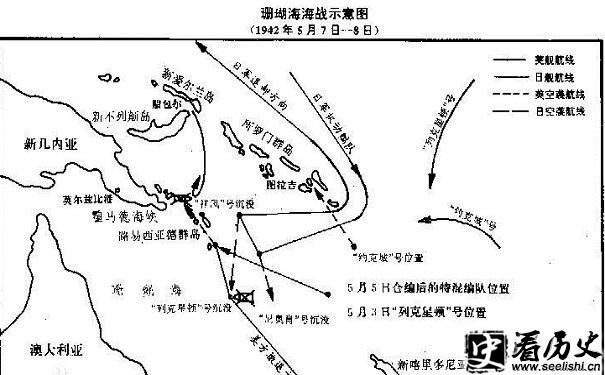 珊瑚海海战示意图